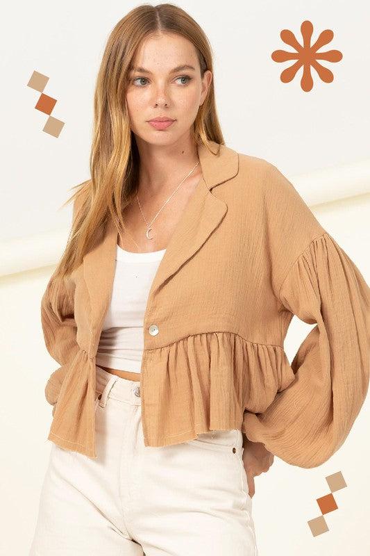Collared Peplum Jacket