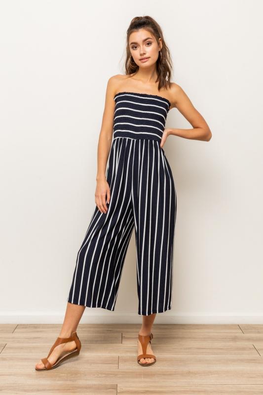 Smocking Stripe Jumpsuit