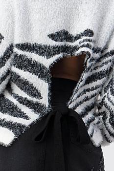 Fuzzy Zebra Open Back Sweater