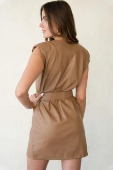 Leather Pad Dress with Strap