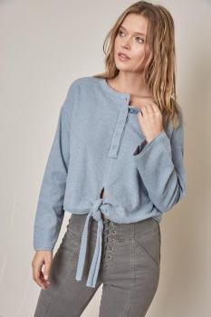 BOTTOM TIE TERRY TEXTURE SHIRT