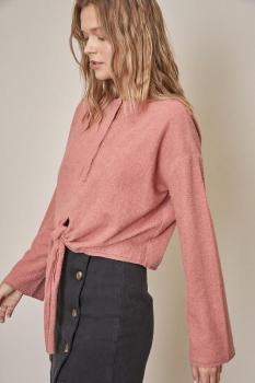 BOTTOM TIE TERRY TEXTURE SHIRT