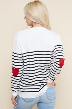 Striped Heart Elbow Sweater