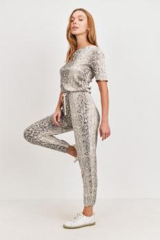 Snake Off The Shoulder Jumpsuit