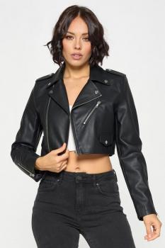 Cropped PU Jacket