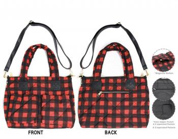 Buffalo check puffer tote bag