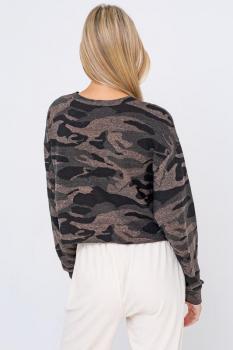 Long Sleeve Cropped Camo Top