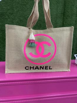 Pink Channel Designed Tote Beach Bag