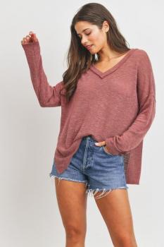 Long Sleeve Waffle Knit Top
