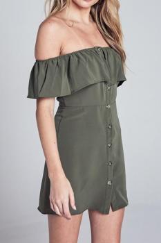 Off The Shoulder Button Up Dress