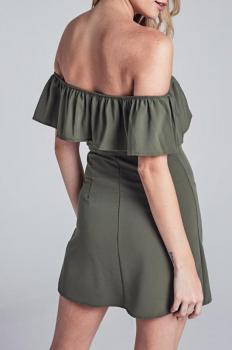 Off The Shoulder Button Up Dress