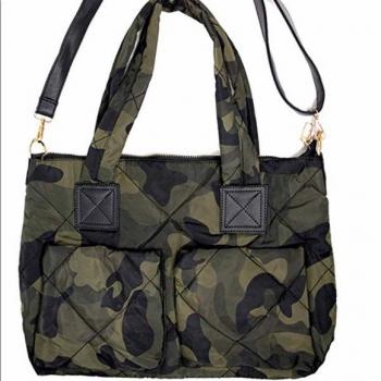 camo puffer tote
