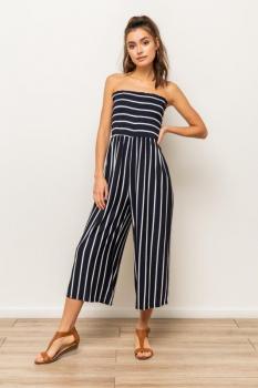 Smocking Stripe Jumpsuit