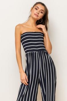 Smocking Stripe Jumpsuit