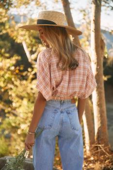 Cross Plaid Tie Top