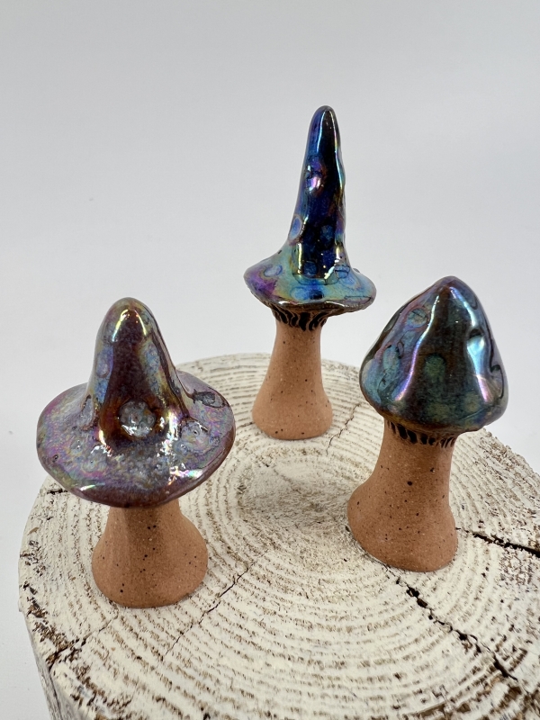 3 Set of Small Ceramic Mushrooms
