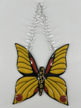 Black and Yellow Fused Glass Butterfly