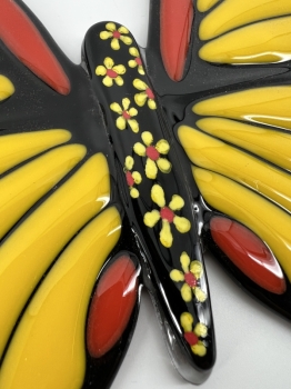 Black and Yellow Fused Glass Butterfly