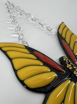 Black and Yellow Fused Glass Butterfly