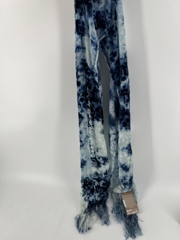 Indigo Dyed Silk Scarf Patterned