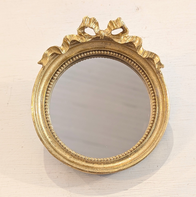 Miniature Mirror with Gold Bow Detail