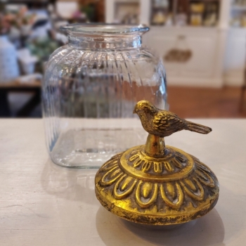Gold Bird Glass Canister