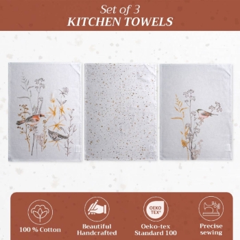 Meadow Florals - Beige 100% Cotton Kitchen towels - varies