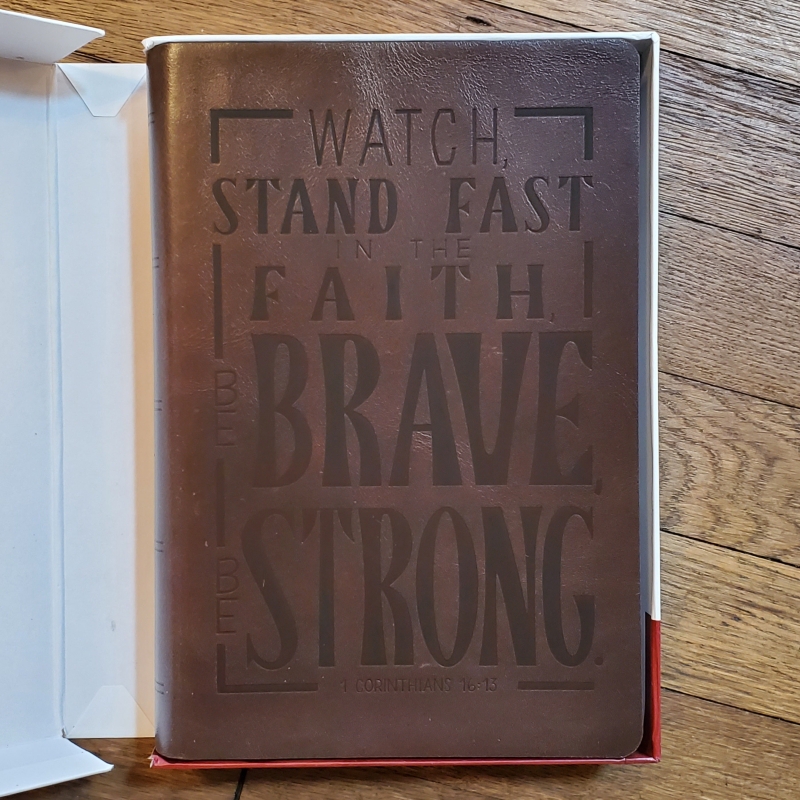 NKJV Bible, Giant Print Center-Column Reference, Dark Brown Genuine Leather