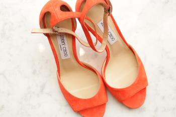 Orange Suede Heels