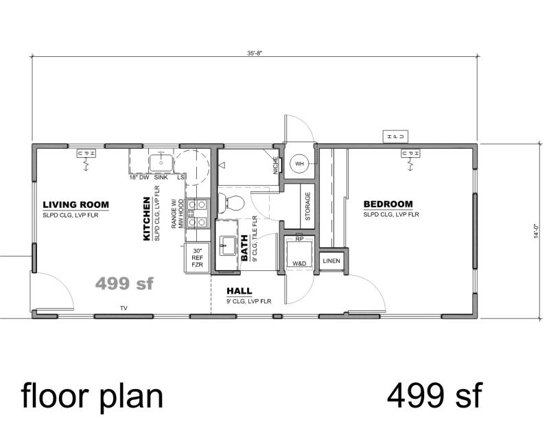 1 Bedroom 499 sf PRADU