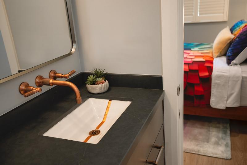 Copper Inlaid Sink Detail