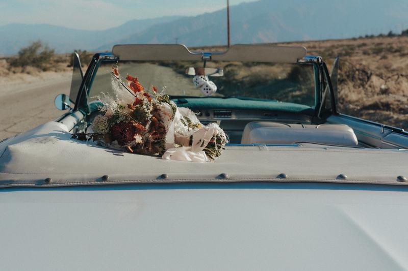 White Cadillac + Bridal Bouquet