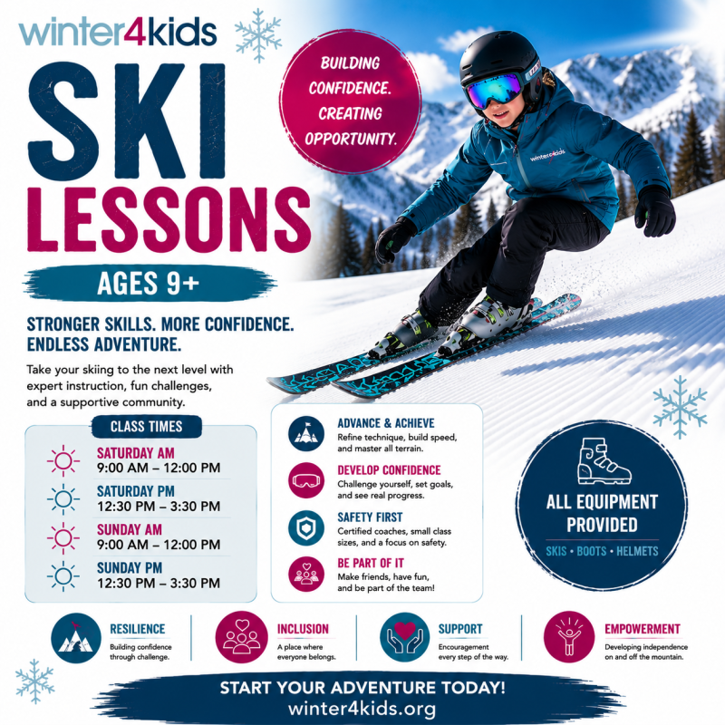 Sunday - Beginner Ski Lessons Ages 9+