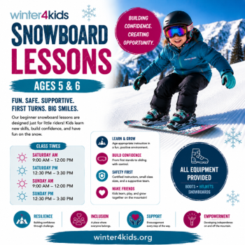 Sunday - Beginner Snowboard Lessons Ages 5-6