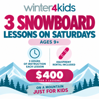Saturday- Beginner Snowboard Lessons Ages 9+
